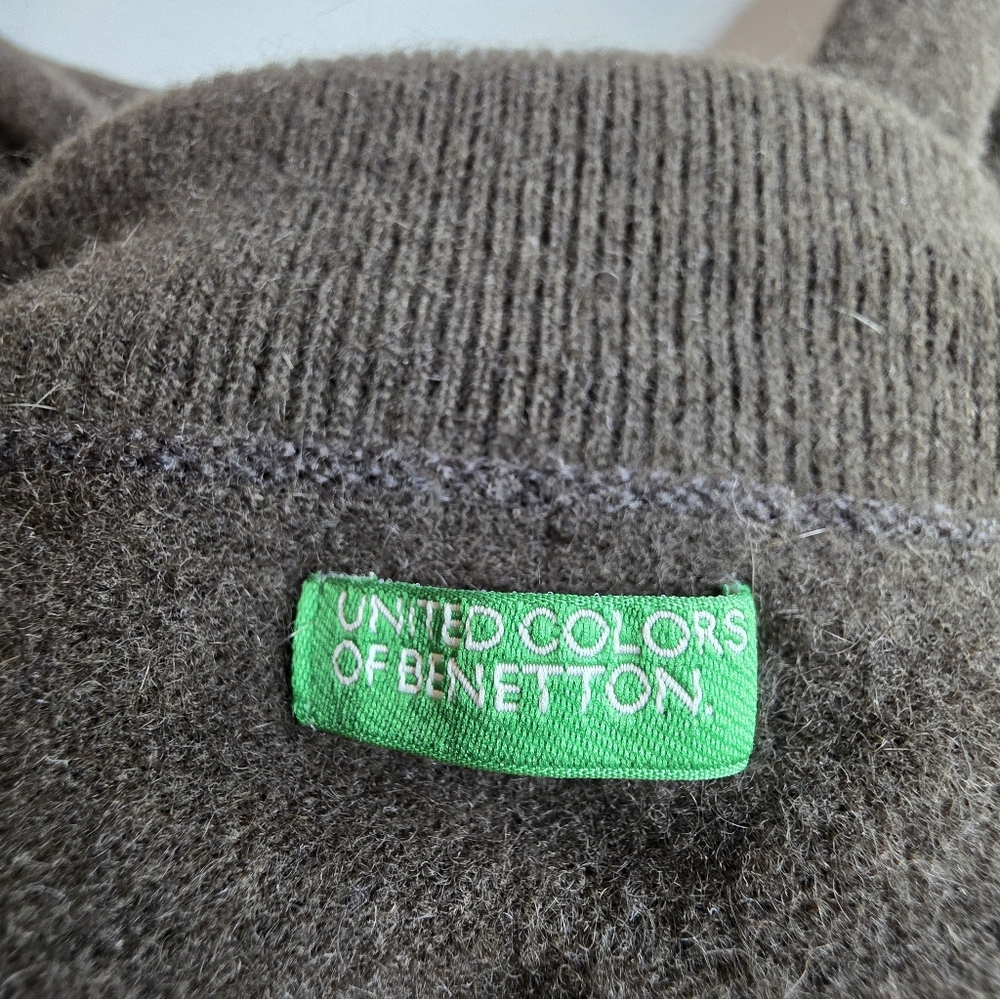 Vintage United Colors Of Benetton M Wool Angora Turtleneck Brown 2995-Bk - Picture 5 of 6